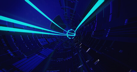 Futuristic neon tunnel. 3D render