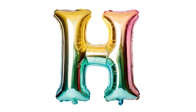 Realistic letter h made of holographic balloon