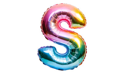 Realistic letter s made of holographic balloon
