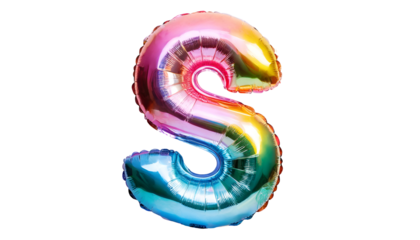 Realistic letter s made of holographic balloon