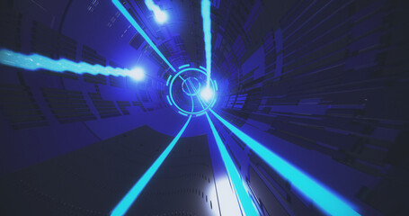 Futuristic neon tunnel. 3D render