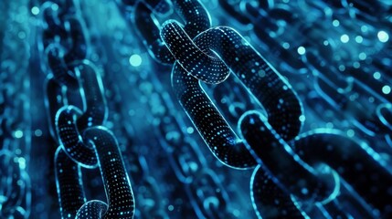 Digital Chain: Blockchain Technology Concept on a dark blurred background