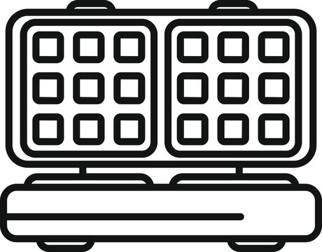 recommend clip art: Vector illustration of a waffle maker in a simple line art style, suitable for kitchen appliance concepts