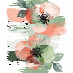 Floral painting on white background