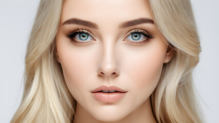 Fototapeta premium a woman with long blonde hair and blue eyes