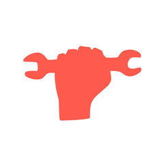 hand holding wrench color icon