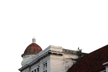 building with Dutch colonial architecture isolated on a transparent background