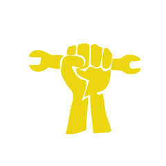 hand holding wrench color icon