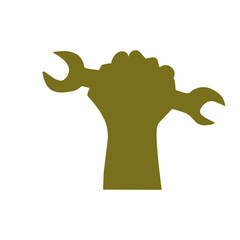 hand holding wrench color icon