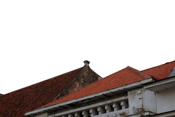 building with Dutch colonial architecture isolated on a transparent background