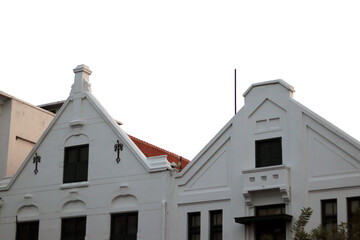 building with Dutch colonial architecture isolated on a transparent background