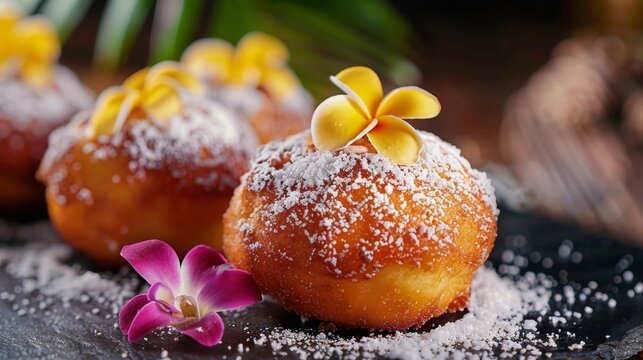Hawaiian cuisine. Malasadas are Hawaiian donuts.