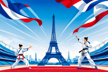 paris sport olympic 2024 ceremony, water color commencement