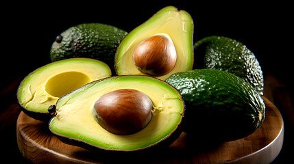 Set of delicious avocado fruits, cut out