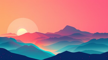 Gradient blur background flat design side view soothing visual theme cartoon drawing Split-complementary color scheme