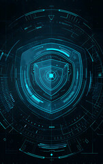 Obraz premium Futuristic Interface HUD Design with Glowing Blue Elements