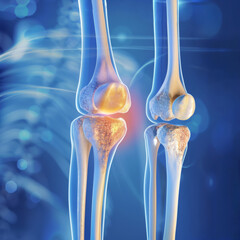 X-ray Visualization of Knee Joints Highlighting Bone and Cartilage Structure with Inflammation