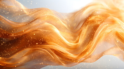 Obraz premium Dynamic Golden Fabric Flowing Against a Serene Blue Background