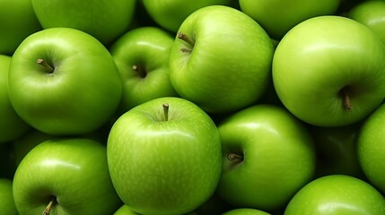 Green apples as background, closeup. Healthy eating and dieting concept