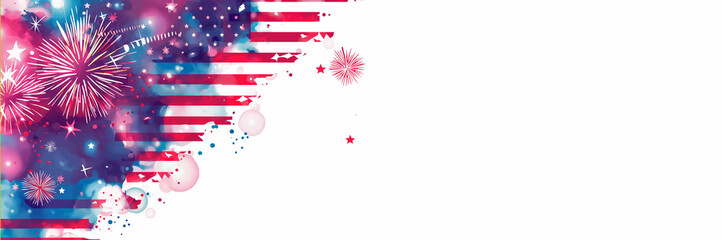 Abstract American Flag and Fireworks Design for 4th of July Celebration with Copy Space