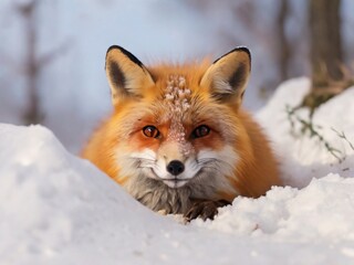 Obraz premium Red_Fox in_its_burrow