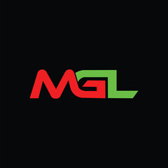 MGL letter logo design with black background
