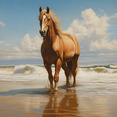 Obraz premium horse on the beach
