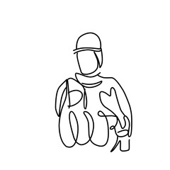 Continuous one line drawing Labor Day