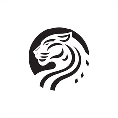 panther modern logo design black and white color 