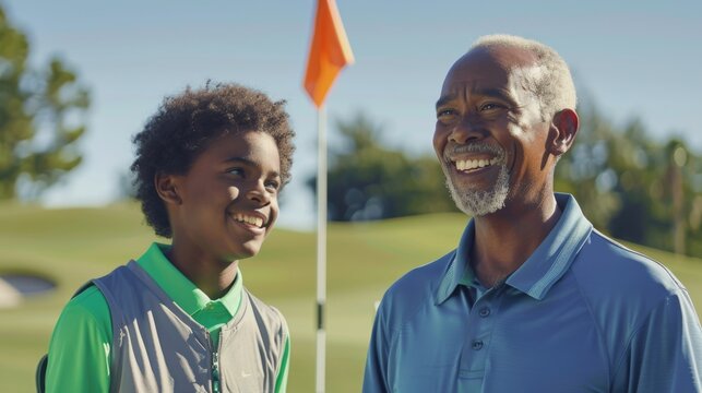 Grandfather and Grandson Golfing Together