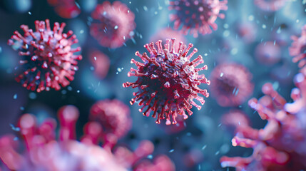 Detailed rendering of virus particles 