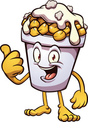 Cartoon corn in a cup character with thumbs up. Some elements on separate layers.