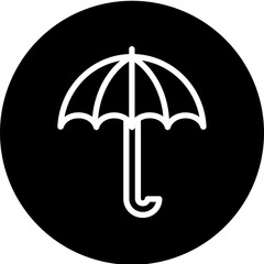 Umbrella Line White Circle Black Icon Design