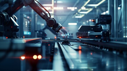 Robotic arms on an automated industrial line.