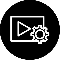 Video SEO Line White Circle Black Icon Design