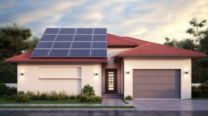 House with solar panels. Real estate concept.