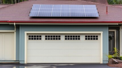 Solar panels installed on the roof of the house.