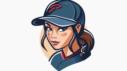 Baseball girl mascot logo design Flat vector