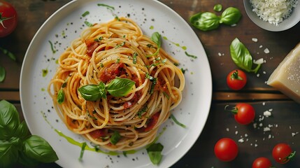 Delicious and Realistic Plate of Pasta in HD 8K Quality Food Photography