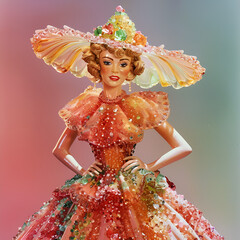 girl in a dress on a white background