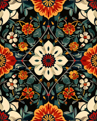 seamless pattern with flowers AI generated 
