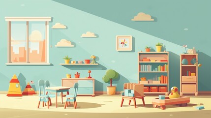 baby flat design side view daycare theme animation Complementary Color Scheme