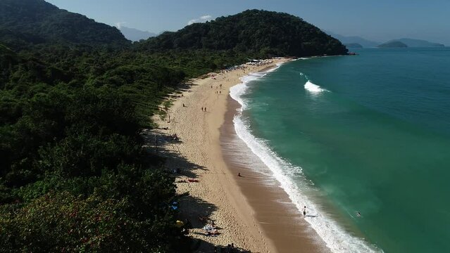 Aerial view of Prumirim Beach - Ubatuba, S&atilde;o Paulo, Brazil