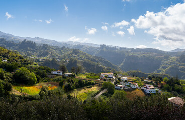 mountain landscape. houses at the top of Gran Canaria. Valleseco. Canary islands. Spain