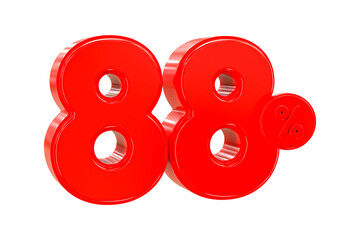 3d sales discount Number 88 percentage price tag for discount sale promotion concept by 3d render

