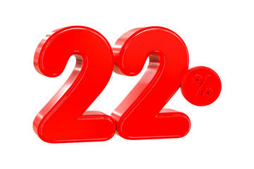 3d sales discount Number 22 percentage price tag for discount sale promotion concept by 3d render
