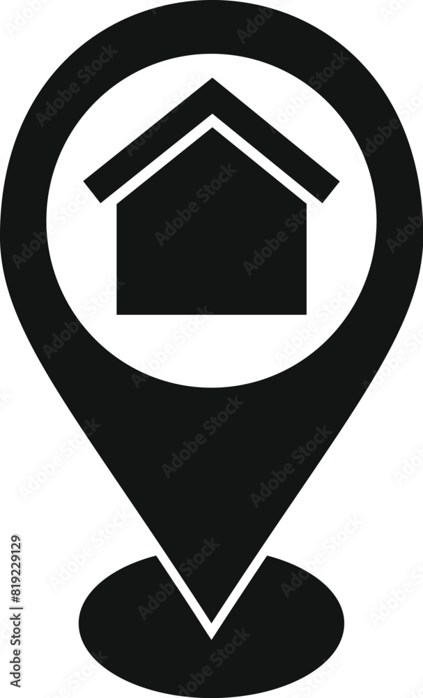 Sticker Minimalist flat design home location pin icon for real estate and property mapping app interface