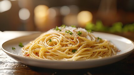 Gourmet Italian Cuisine on a Realistic Plate of Pasta in Stunning 8K HD Food Photography