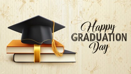 Happy Graduation Day Card - Marketing Post for Graduation - Students Finishing College Succesfully - Greetings Card for University Students Congratulations - University Hat and Festivity
