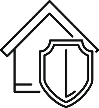 recommend clip art: Minimalistic home protection line icon with shield and house symbol for security and safety concept vector design